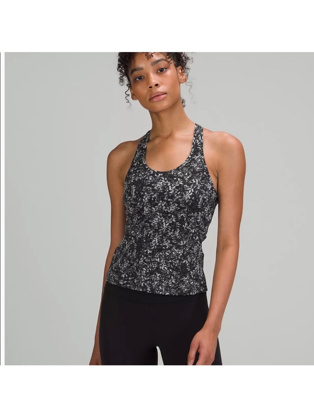 lululemon Cool Racerback Abstract Racerback Tank in Black & Gray
